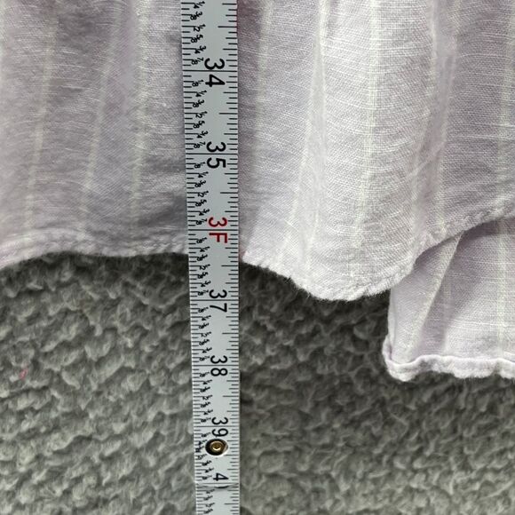 Gap Linen Cotton Stripe Ruffle Wrap Dress Purple White Small TALL - Picture 7 of 16